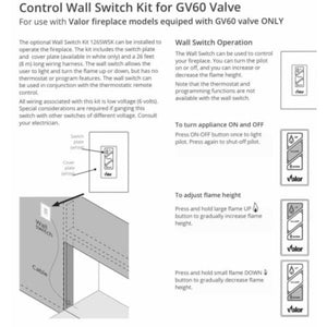 Fireplace Compatible With Valor GV60 Wall Switch Kit DIY0140 - Fireplace