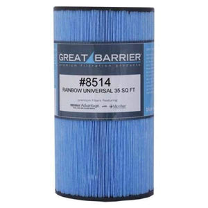 Hot Tub Great Barrier Filter - 35 Sf Rainbow Universal Single Replacement Filter HTCP8514 - Hot Tub Parts