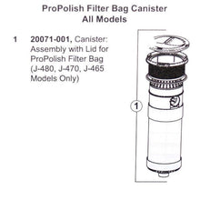 Sundance Spa Filter Part: Spa Pro Polish Filter Bag Canister With Lid HTCPSD20071-001/20071-001 - Hot Tub Parts